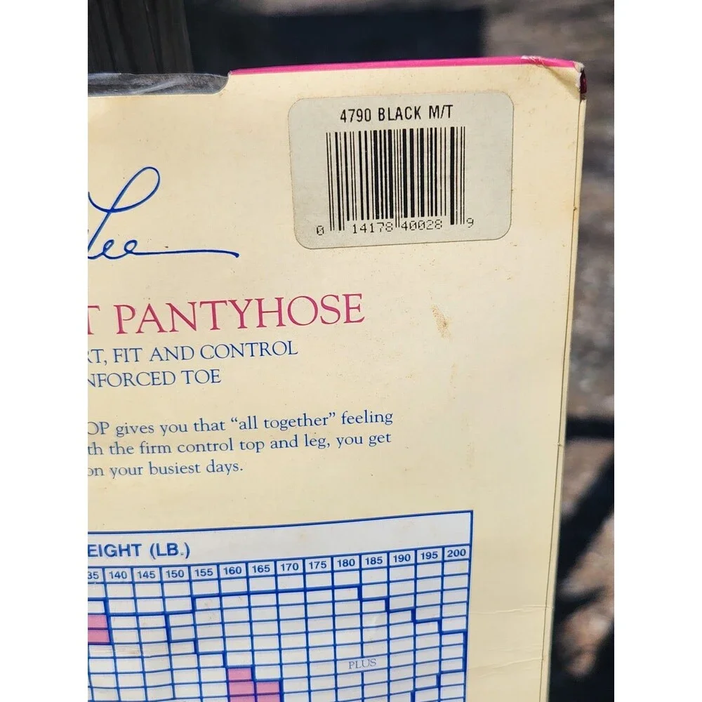 Kathie Lee SIlky Sheer Support Pantyhose Control Top Black Medium/Tall To 155lb